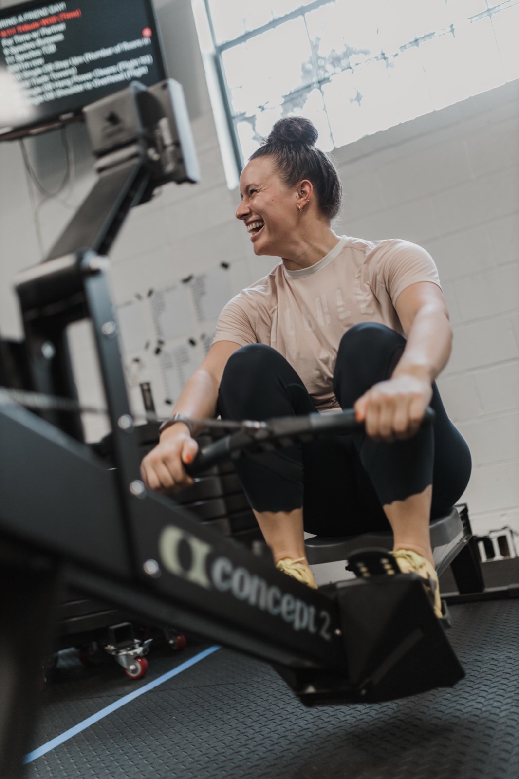 A member working on the rower